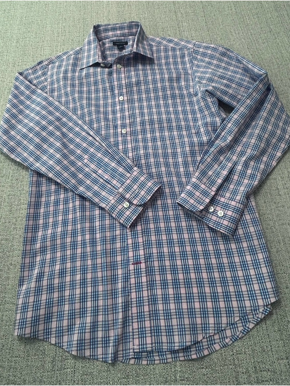Tommy Hilfiger Youth Blue Pink Plaid Button-Up Dress Shirt. 100% Cotton Size 16
